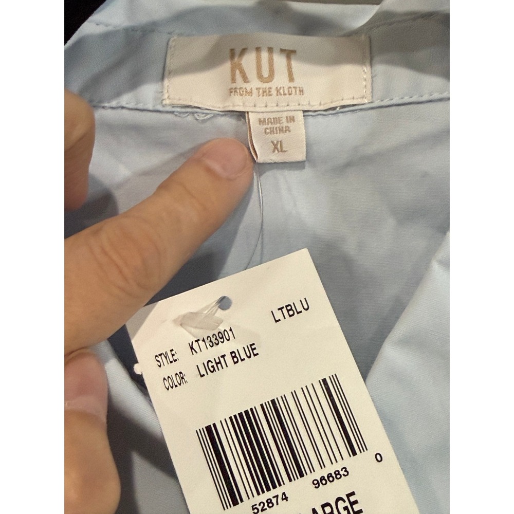 KUT from the Kloth Womens XL Light Blue Button Down Poplin Top Clean Girl Preppy - Picture 3 of 7